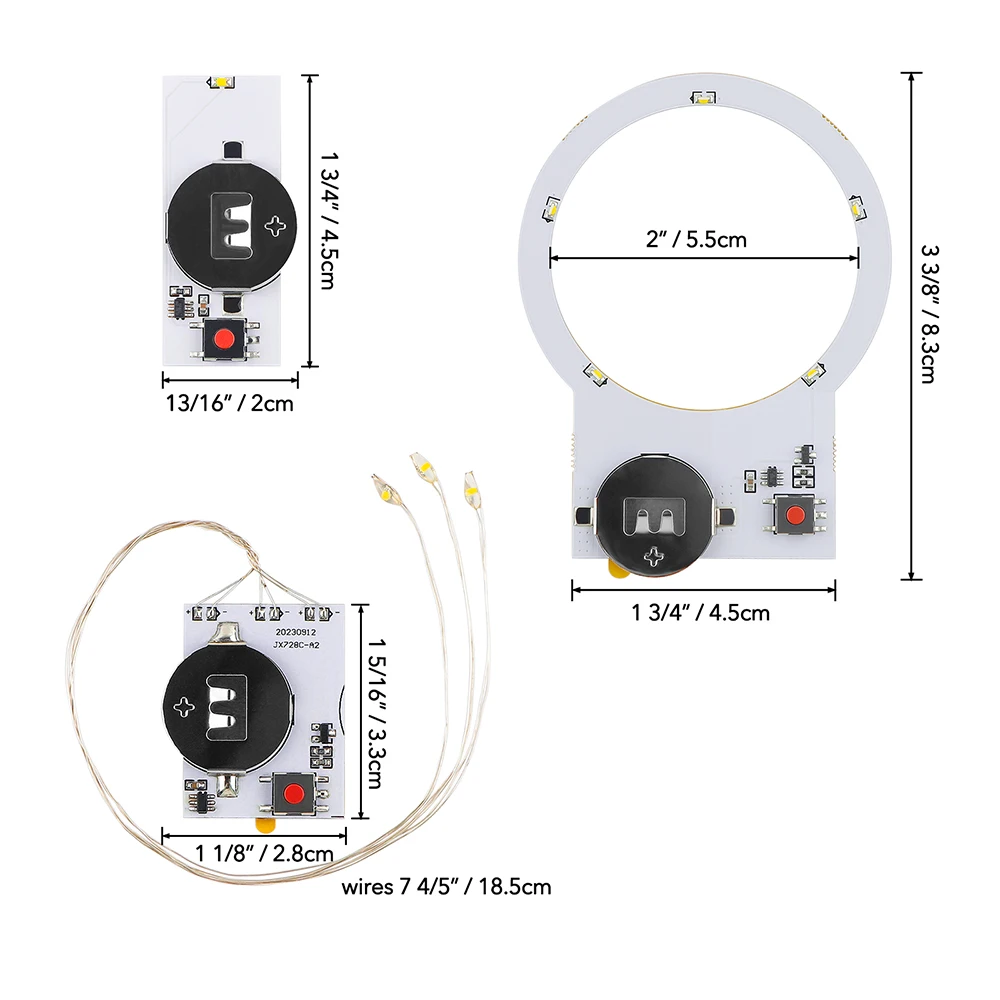 3pcs Halo Lights & Easy Lights for Making Light-Up Cards Craft 2/3/4Pcs/set Self-Adhesive Light-Up Units with Warm White Leds