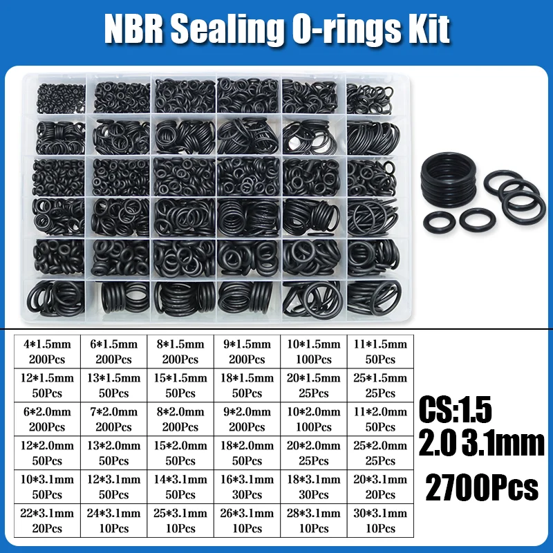 O Ring NBR Seal Washer Plumbing Gasket Thickness 1/1.5/2.0/2.4/3.1/4.0 Nitrile Butadiene Rubber Spacer Oil Resistance Oring Kit