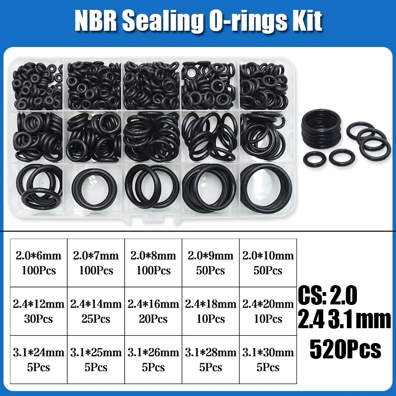 O Ring NBR Seal Washer Plumbing Gasket Thickness 1/1.5/2.0/2.4/3.1/4.0 Nitrile Butadiene Rubber Spacer Oil Resistance Oring Kit