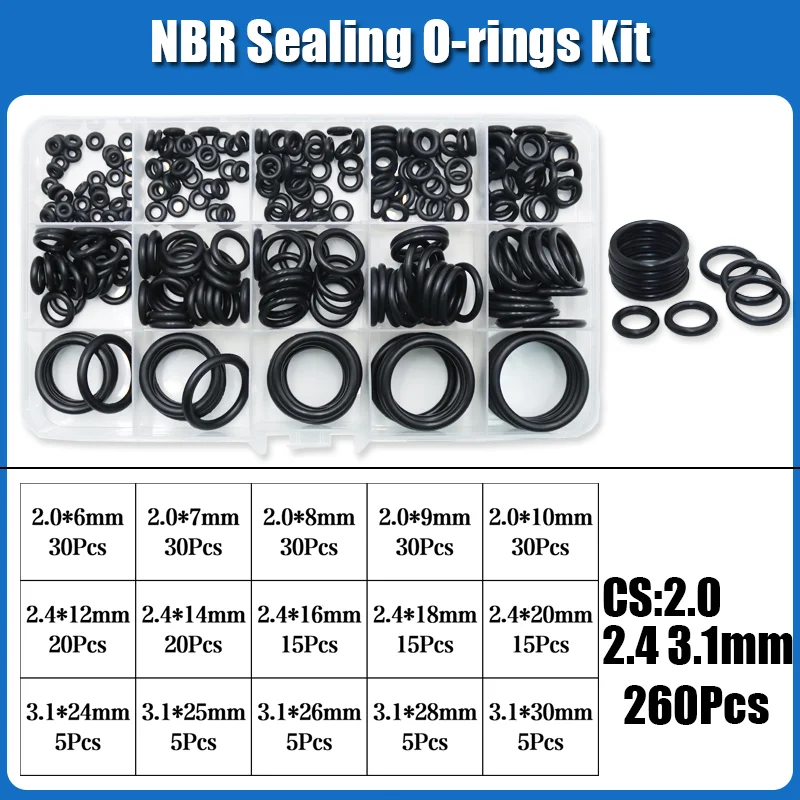 O Ring NBR Seal Washer Plumbing Gasket Thickness 1/1.5/2.0/2.4/3.1/4.0 Nitrile Butadiene Rubber Spacer Oil Resistance Oring Kit