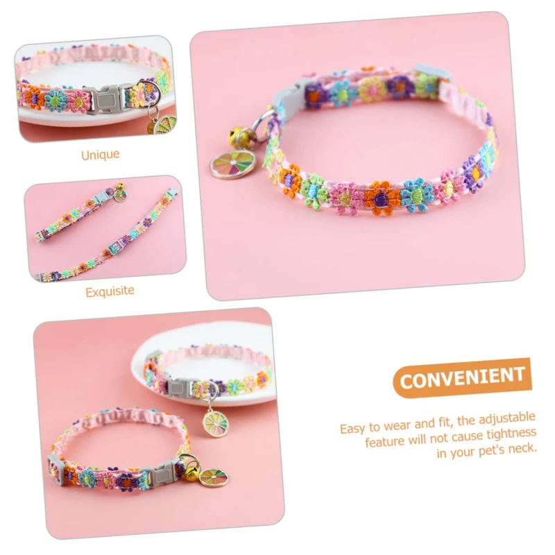 Pet Collar With Bell Cartoon Footprint Colorful Dog Puppy Kitten Collar Adjustable Safety Bell Ring Necklace Pet Accessories