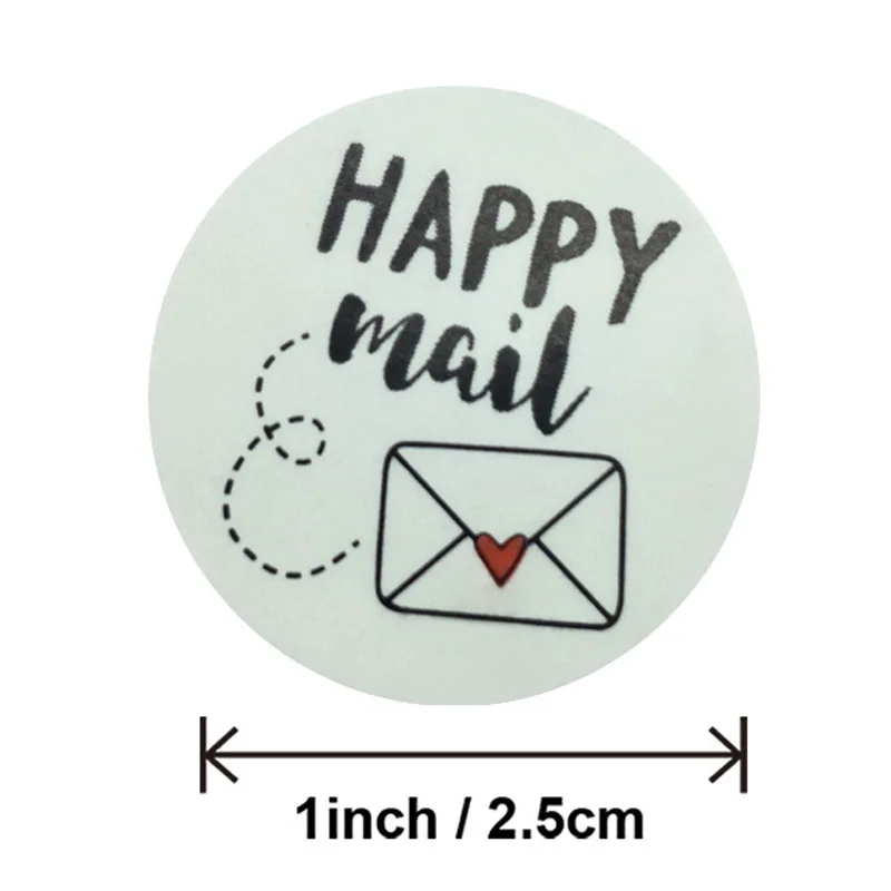 50-500pcs Happy Mail Stickers Scrapbooking1 Inch Round Kraft Stickers Seal Labels Envelope Packaging Labels Stationery Sticker