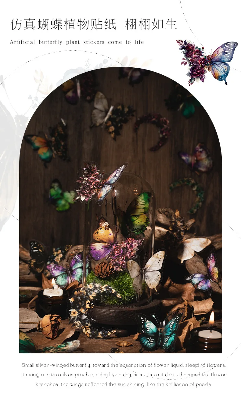 30 PCs Butterfly Flower Themed DIY Decorative Stickers Pack Decorative Stickers For Scrapbook Label Diary Album Planner