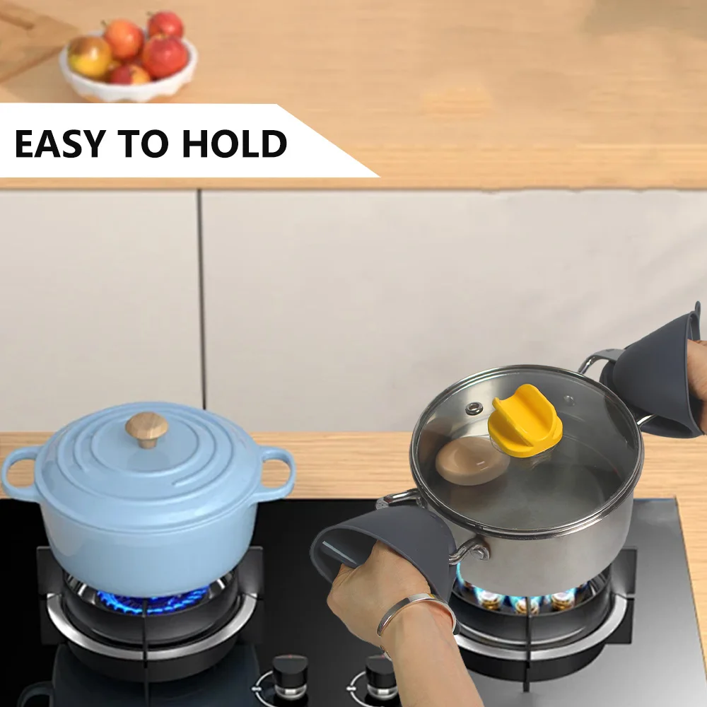 2 Pack Silicone Oven Mitts Pot Holders Sets for Kitchen Heat Resistant Small Kitchen Mittens Rubber Air Fryer Mitts Mini Pot Pin