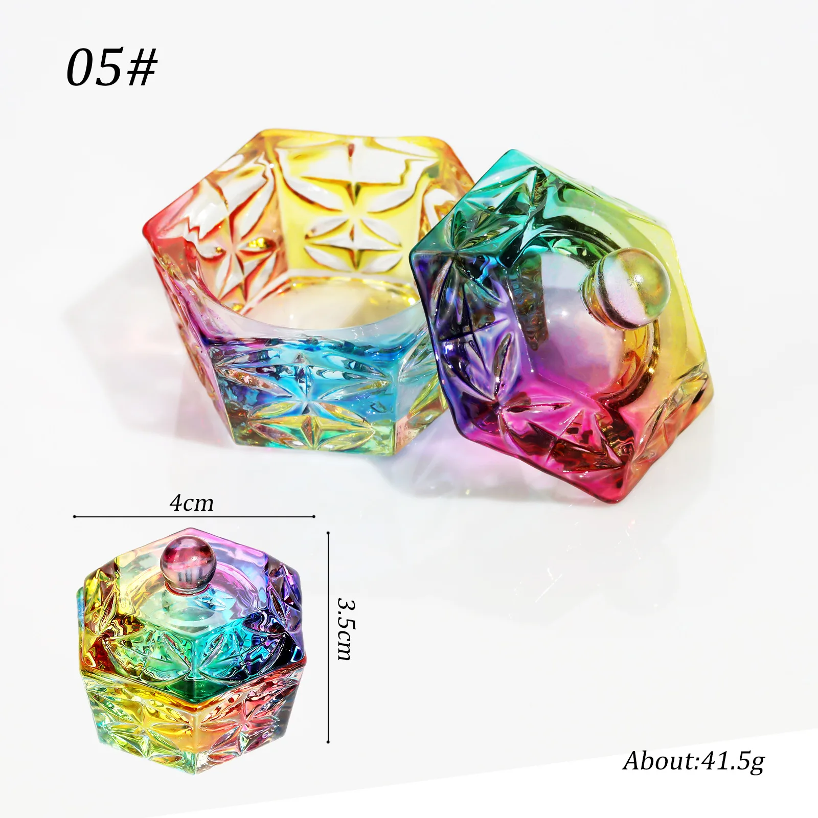 Glass Acrylic Powder Liquid Nail Crystal Cup With Lid Aurora Colorful Dappen Bowl Cup Holder Container Equipment Nail Art Tools