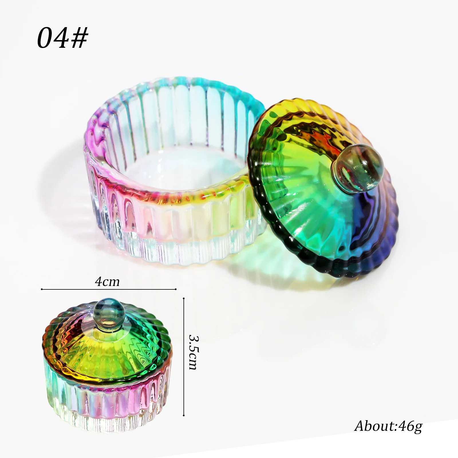 Glass Acrylic Powder Liquid Nail Crystal Cup With Lid Aurora Colorful Dappen Bowl Cup Holder Container Equipment Nail Art Tools
