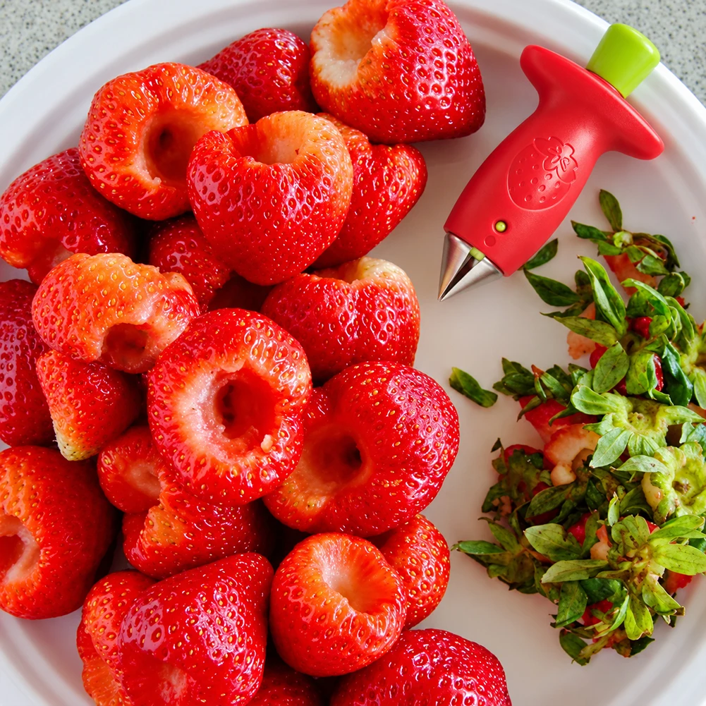 Strawberry Slicer Cutter Strawberry Corer Strawberry Huller Fruit Leaf Stem Remover Salad Cake Tools Kitchen Gadget Accessories