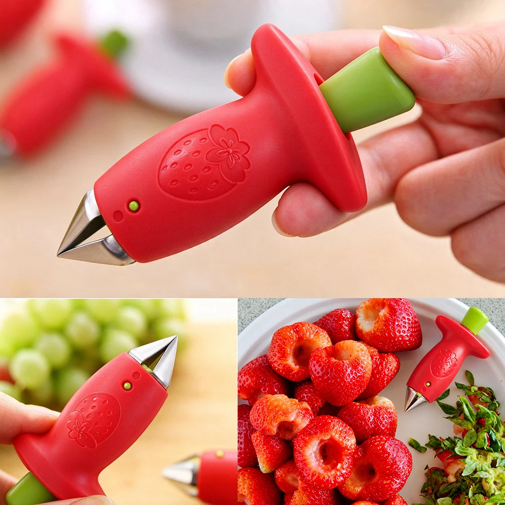 Strawberry Slicer Cutter Strawberry Corer Strawberry Huller Fruit Leaf Stem Remover Salad Cake Tools Kitchen Gadget Accessories