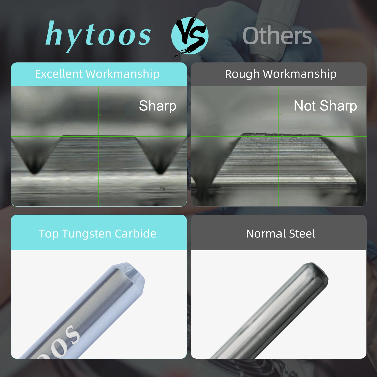 HYTOOS Tungsten Carbide Acrylic Nail Drill Bit Chrome 6.6mm Crystal Top Barrel Nail Bits 2 Way Manicure efile Art Remove Gel