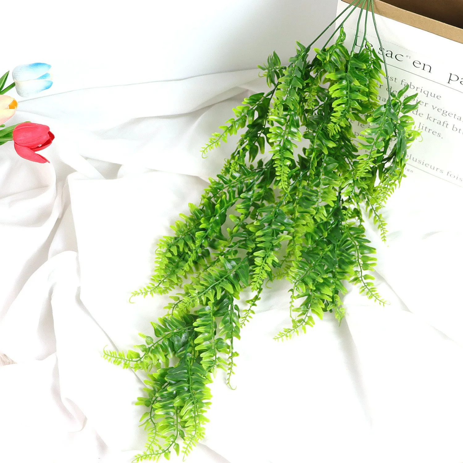 3pcs Persian Fern Leaves Home Garden Room Decor Hanging Artificial Plant Plastic Vine Grass Wedding Party Wall Home Decoration