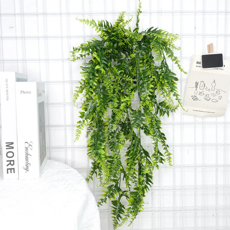 3pcs Persian Fern Leaves Home Garden Room Decor Hanging Artificial Plant Plastic Vine Grass Wedding Party Wall Home Decoration