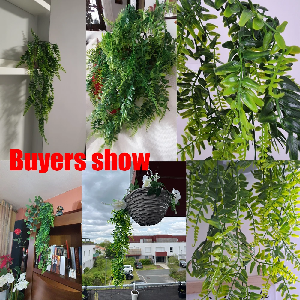 3pcs Persian Fern Leaves Home Garden Room Decor Hanging Artificial Plant Plastic Vine Grass Wedding Party Wall Home Decoration