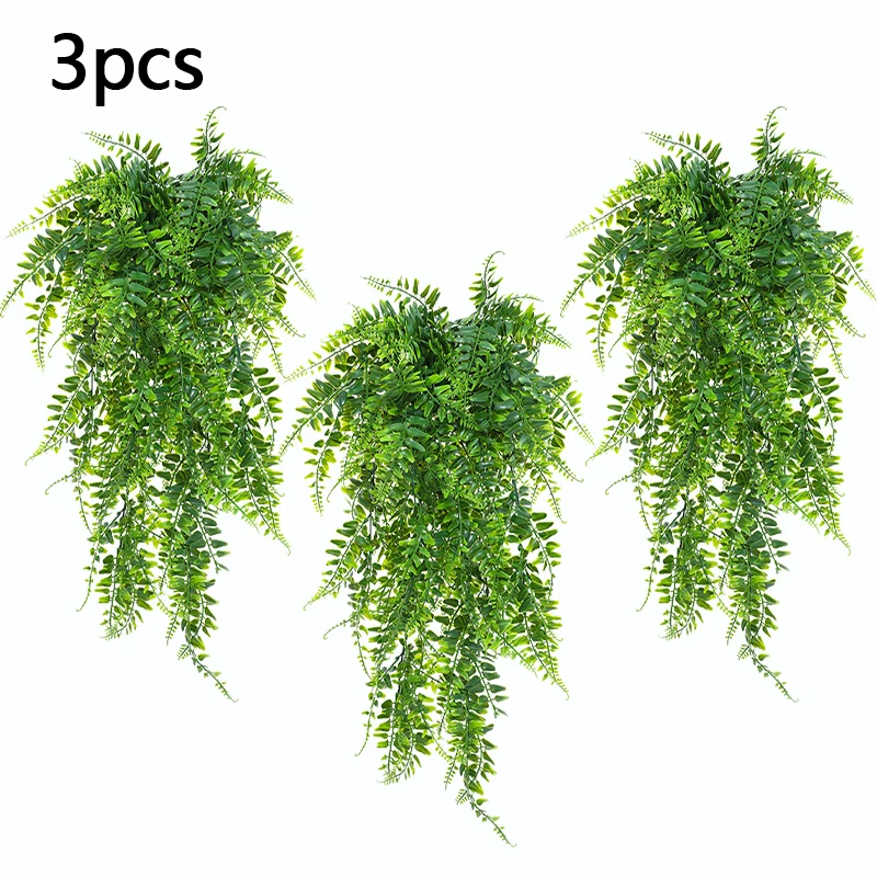 3pcs Persian Fern Leaves Home Garden Room Decor Hanging Artificial Plant Plastic Vine Grass Wedding Party Wall Home Decoration