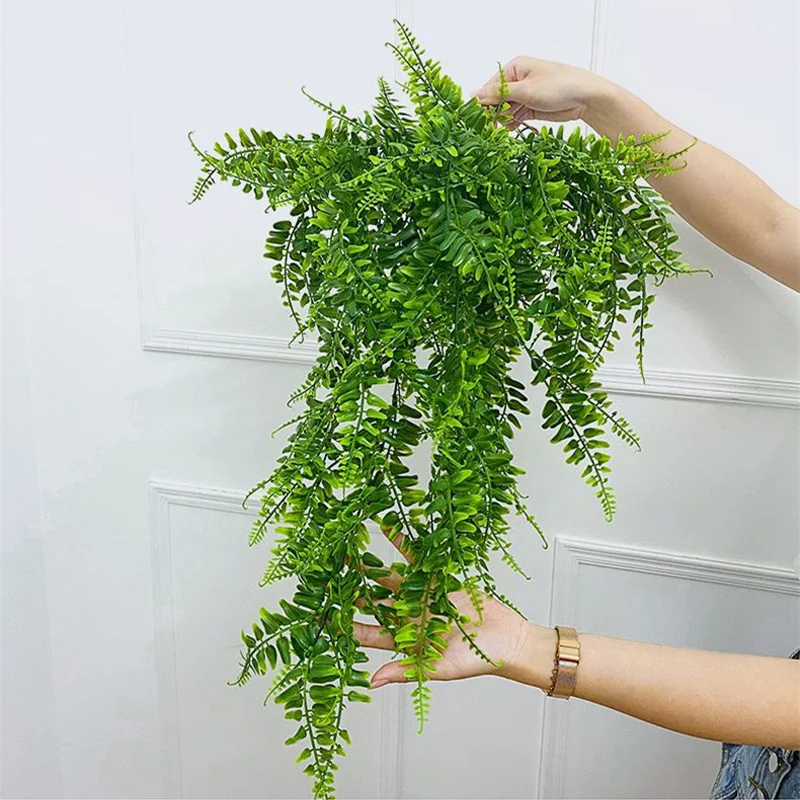 3pcs Persian Fern Leaves Home Garden Room Decor Hanging Artificial Plant Plastic Vine Grass Wedding Party Wall Home Decoration