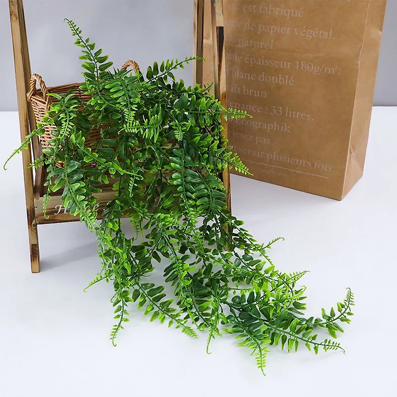 3pcs Persian Fern Leaves Home Garden Room Decor Hanging Artificial Plant Plastic Vine Grass Wedding Party Wall Home Decoration