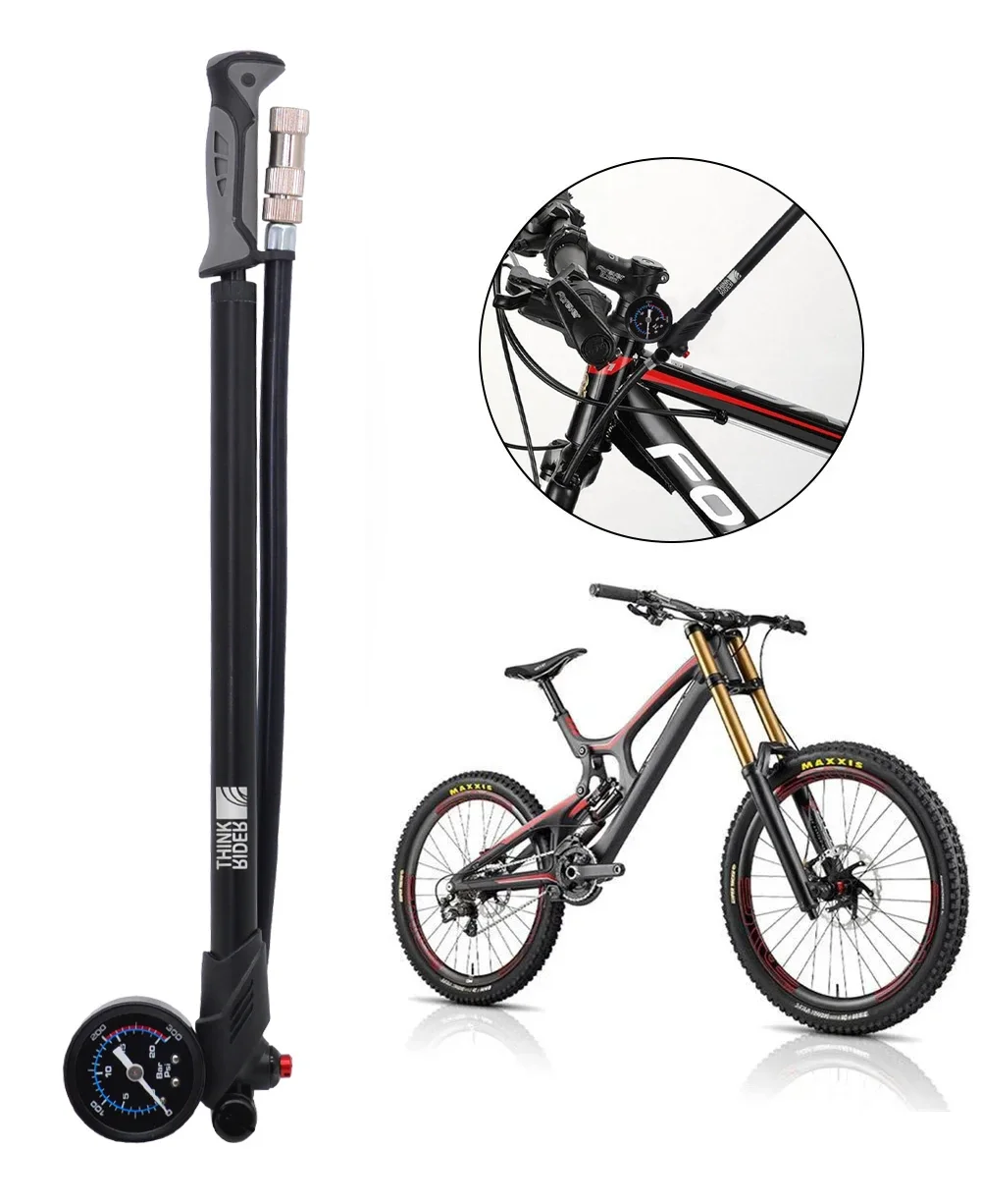 ThinkRider Portable High-pressure 300psi Bike Air Pump with Gauge for Fork & Rear Suspension Shock Absorber Mountain Bicycle