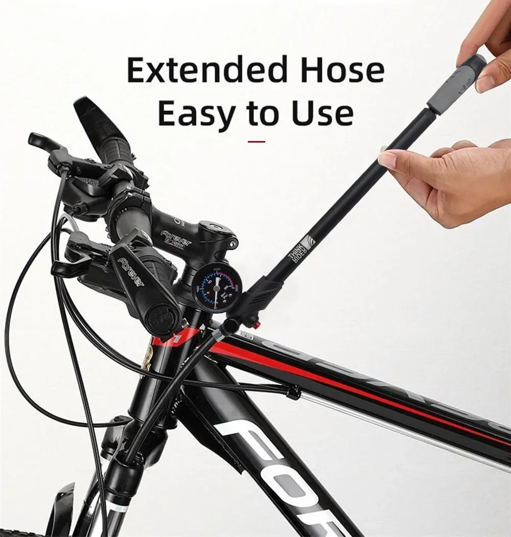 ThinkRider Portable High-pressure 300psi Bike Air Pump with Gauge for Fork & Rear Suspension Shock Absorber Mountain Bicycle