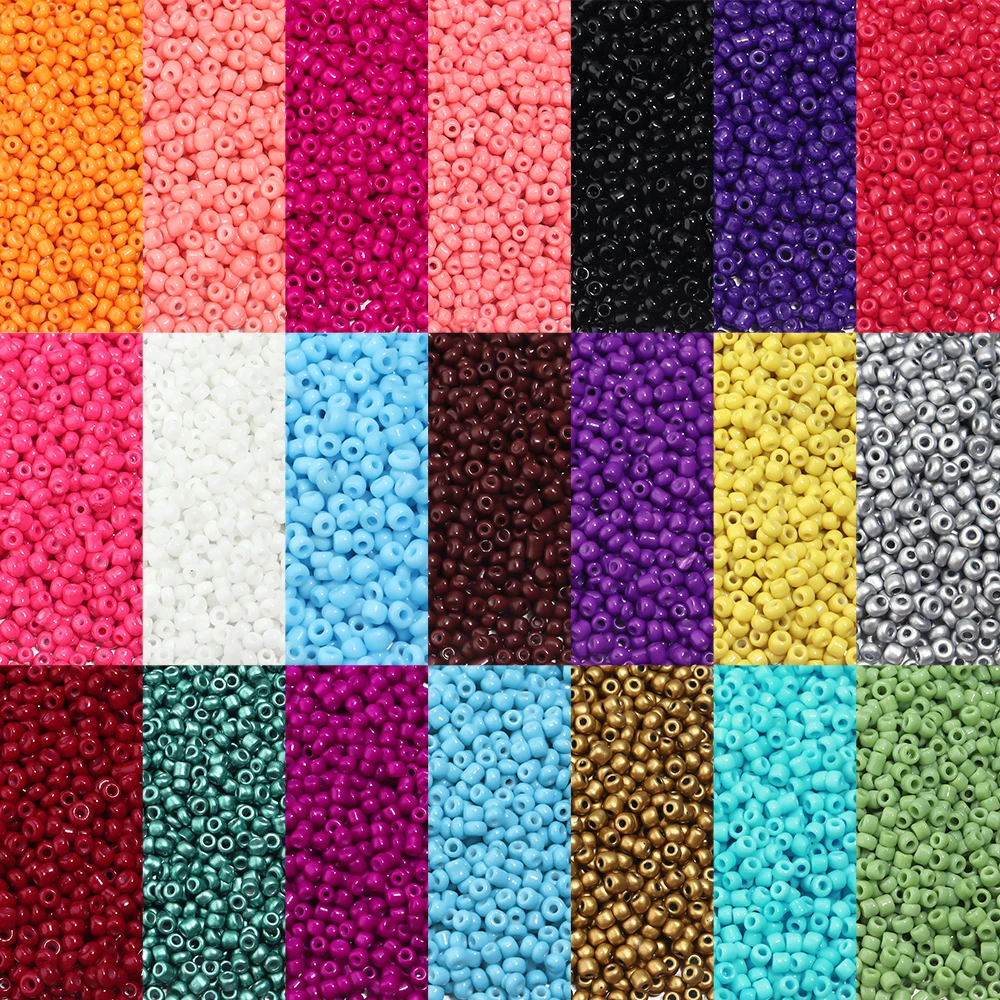 1000Pcs/Lot 2-4mm Glass Seed Beads Round Spacer Loose Beads For DIY Crafts Material Ornament Making Clothing Charm Accessories