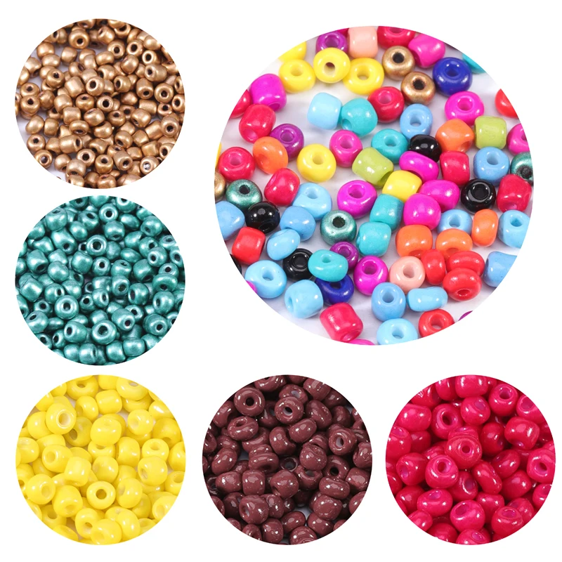 1000Pcs/Lot 2-4mm Glass Seed Beads Round Spacer Loose Beads For DIY Crafts Material Ornament Making Clothing Charm Accessories