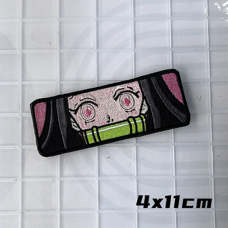 Japanese Anime Character Morale Badge Zaomen Tanjiro Embroidered Hook and Loop Patches Tactical Backpack Decoration Sticker