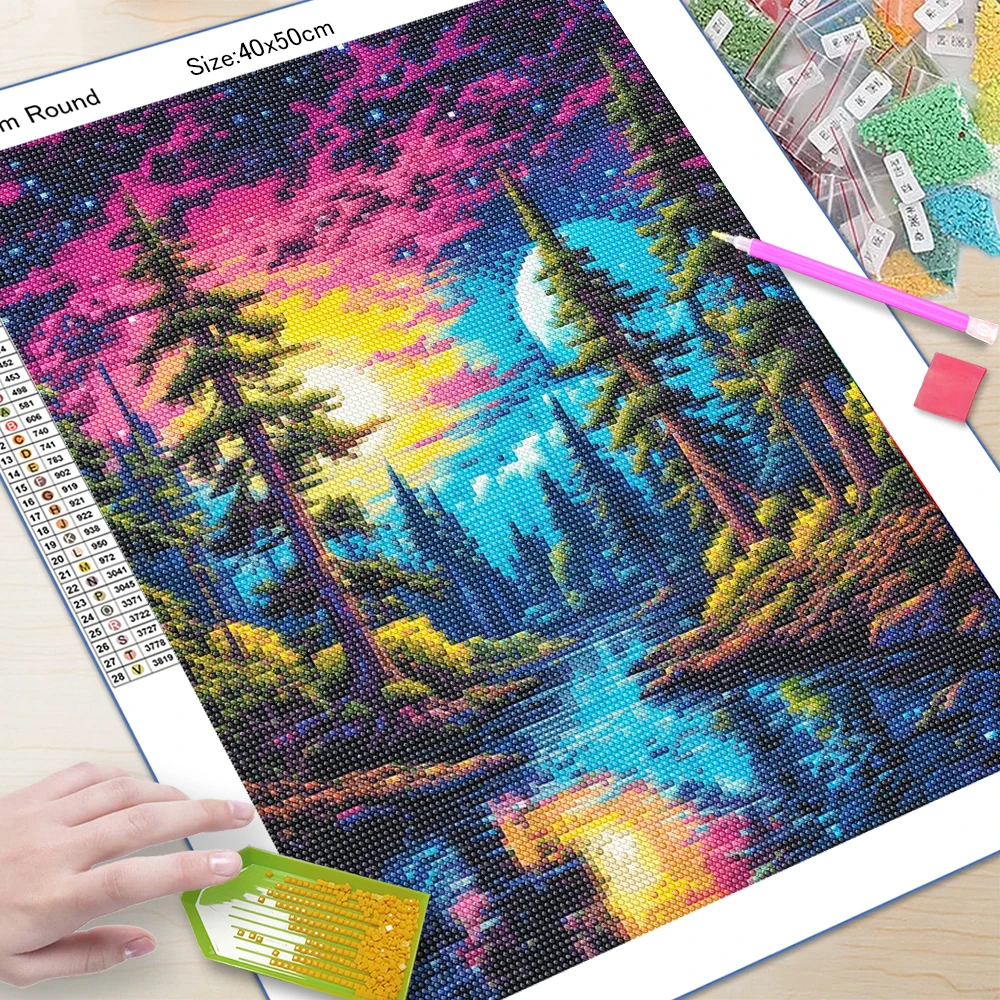 5D Diamond Art Painting Aurora Landscape Mosaic Embroidery Cross Stitch Kit Full Round Rhinestone Diy Wall Home Decor Gift