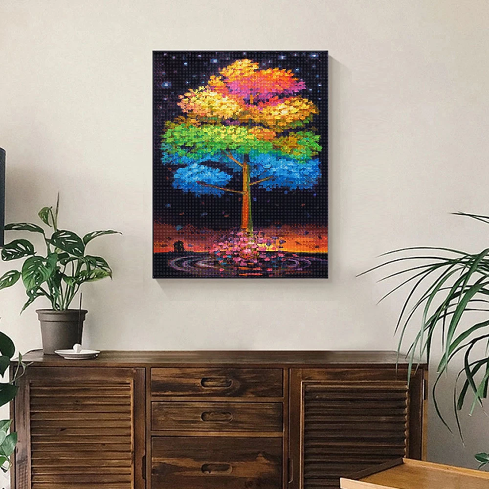 Dazzling Starry Forest Scenery Personality DIY Full Drill Diamond Painting Decorative Rhinestone Mosaic Cross-Stitch Kit