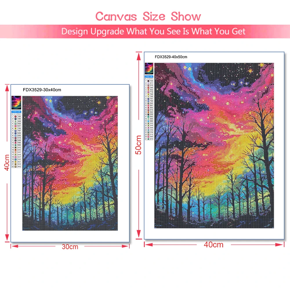 Dazzling Starry Forest Scenery Personality DIY Full Drill Diamond Painting Decorative Rhinestone Mosaic Cross-Stitch Kit