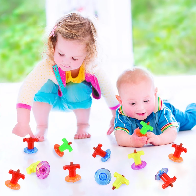 10pcs Mini Gyroscope Spinning Toys Color Torsion Speed Finger Spinning Tops For Kids Birthday Party Gifts Pinata Filler Rewards