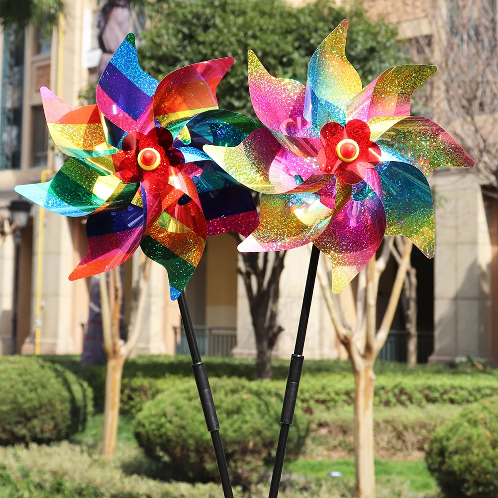 1-5Pcs Bird Repeller Windmill Reflective Sparkly Bird Deterrent Pinwheels Bird Scarer Animal Repeller Outdoor Garden Decoration