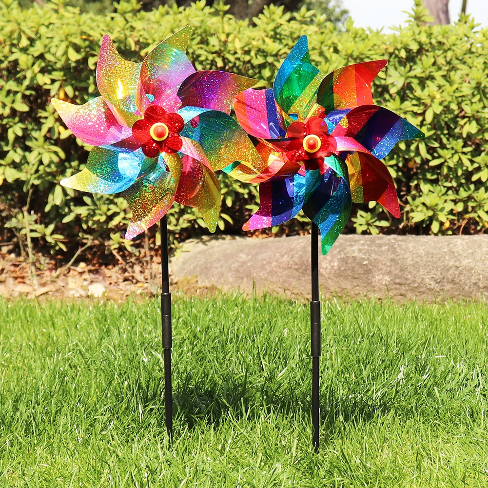 1-5Pcs Bird Repeller Windmill Reflective Sparkly Bird Deterrent Pinwheels Bird Scarer Animal Repeller Outdoor Garden Decoration