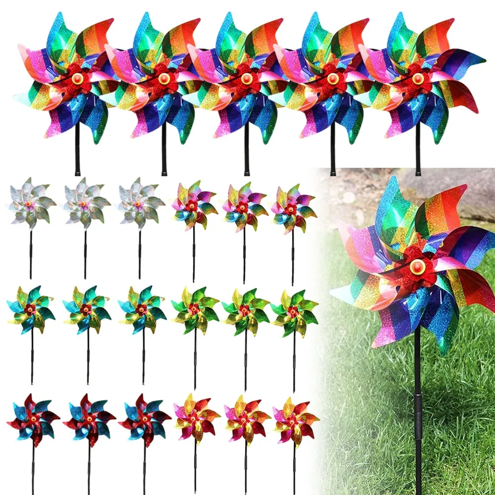 1-5Pcs Bird Repeller Windmill Reflective Sparkly Bird Deterrent Pinwheels Bird Scarer Animal Repeller Outdoor Garden Decoration
