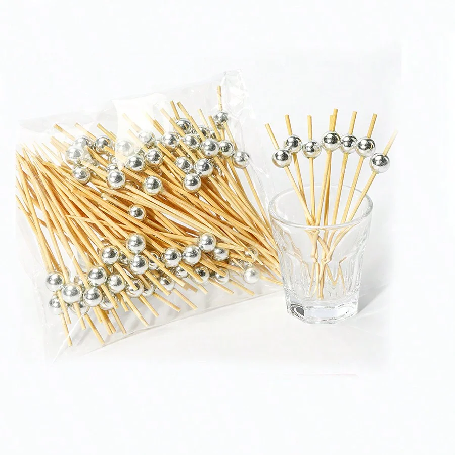 100pcs /50pcs Bamboo Fruit Fork Cocktail Prikker Skewers Disposable Fruit Fork Cocktail Prikkers Forks Food Picks Wedding Party