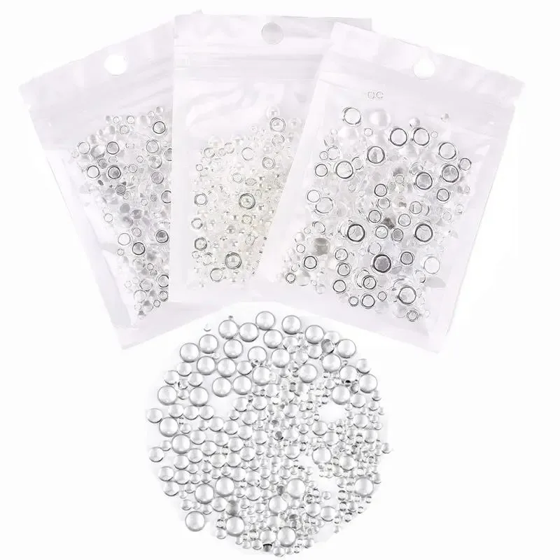 350pcs Clear Dewdrop Water Droplets Embellishments Simulation Round Clear Waterdrop Resin Beads Nails Art DIY Nail Decorations