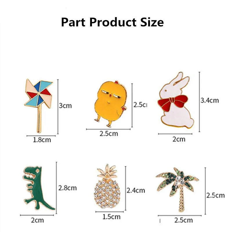 10/20/30/40/50Pcs Enamel Pin Badge Random Cute Animal Plant Metal Brooches Backpack Lapel Badges Women Kid Jewelry Accessories