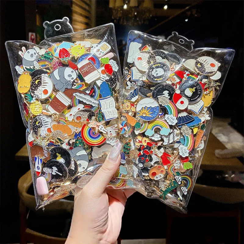 10/20/30/40/50Pcs Enamel Pin Badge Random Cute Animal Plant Metal Brooches Backpack Lapel Badges Women Kid Jewelry Accessories