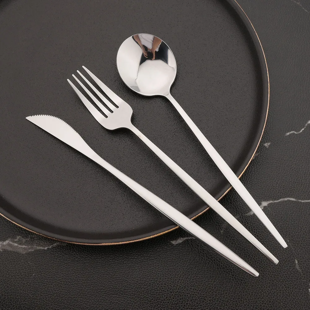6Pcs Mirror Dinner Forks Cutlery Gold Stainless Steel Fork Flatware Kitchen Silverware Western Dinnerware Restaurant Fork Set