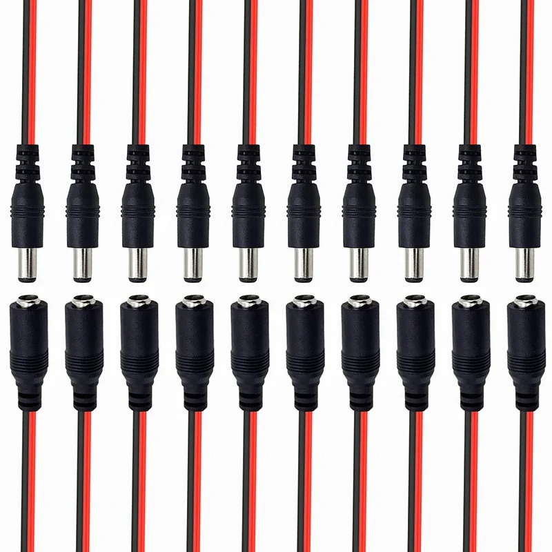 10/20/50PCS 12V Dc Connectors Male Female Jack Cable Wire Line Adapter Plug Power Supply 5.5 x 2.1mm