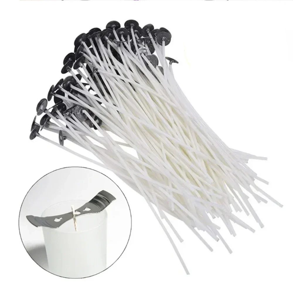 53pcs Candle Wicks Holder Waxed Cotton Candle Wicks Set with Stand Original Smokeless Candle Wicks Soy Oil Wax Core Woven Making