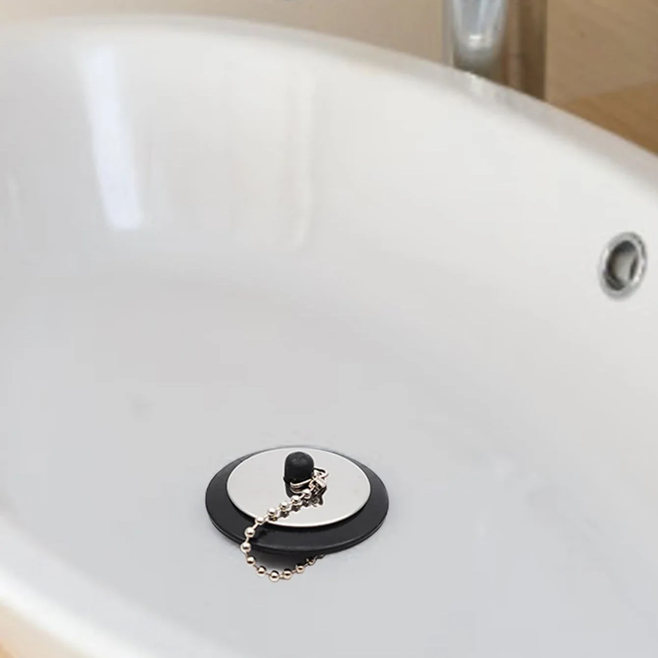 1pc Durable Rubber Bathtub Drain Stopper With Chain, Universal Sink Plug Strainer, Lightweight And Sturdy For Bathroom & Kitchen