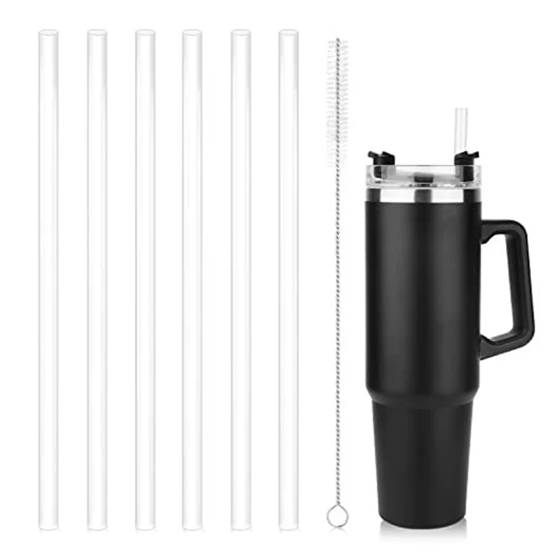 6 Pack Replacement Straws Compatible Stanley 40oz Tumbler Plastic Clear Reusable For Travel Tumbler Ice Cup Straw Set