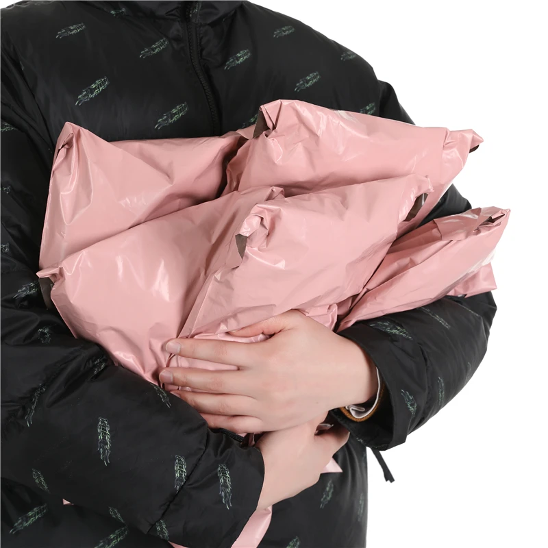 INPLUSTOP 50Pcs Pink Color Envelope Storage Bags PE Plastic Courier Shipping Bag Waterproof Self Adhesive Seal Pouch Mailing Bag