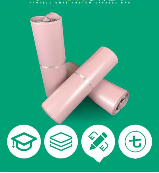 INPLUSTOP 50Pcs Pink Color Envelope Storage Bags PE Plastic Courier Shipping Bag Waterproof Self Adhesive Seal Pouch Mailing Bag