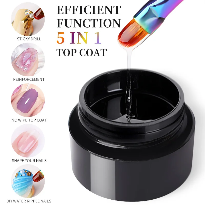 BORN PRETTY 5 IN 1 Clear Water Ripple Gel Polish 3D Shaping Sculpting Carving No-wipe Top Coat Reinforcement Adhesive Gel Glue