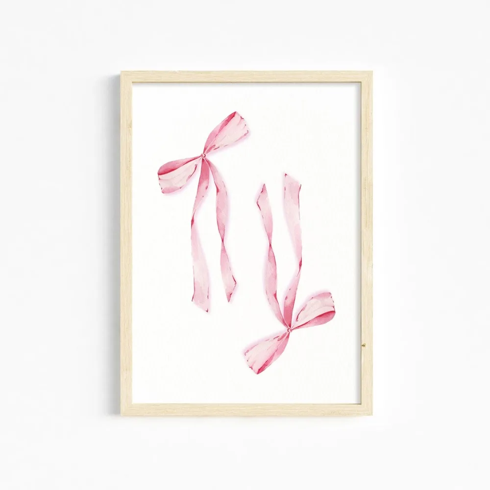 Trendy Pink Wall Art Bows Cherry Balloon Puppy Butterfly Canvas Painting Posters and Prints College Apartment Girl's Room Decor