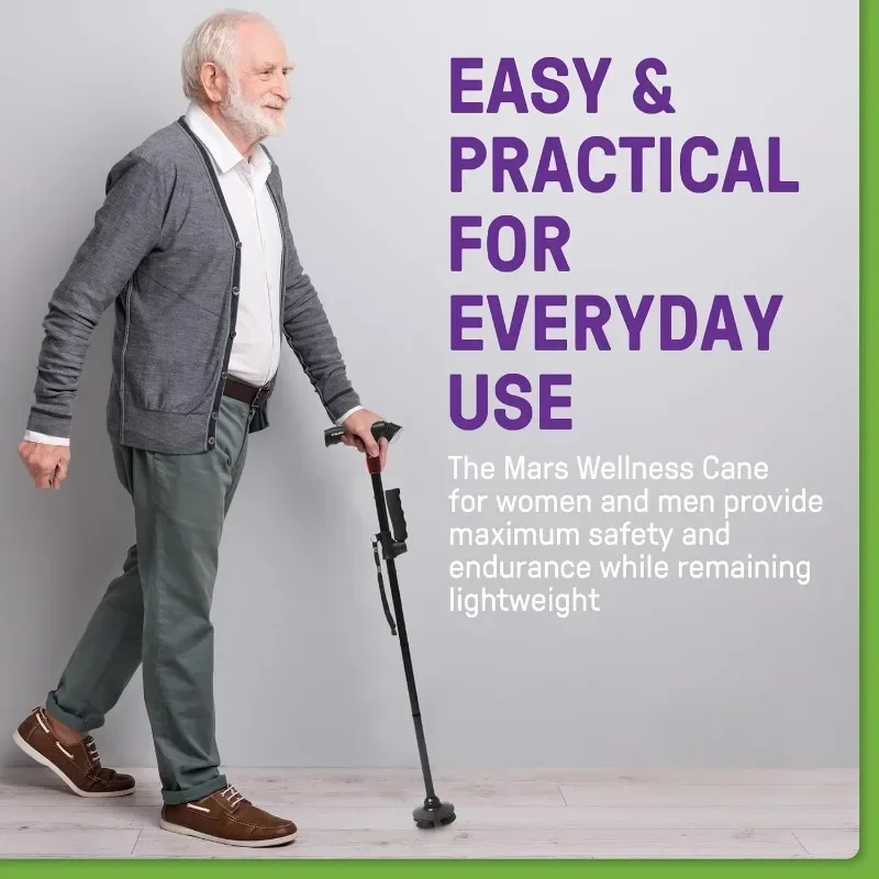 Smart Hand Crutches Cane Elderly People Four-legged Non-slip Aluminum Alloy With Light Folding Cane Flashlight SOS Alarm