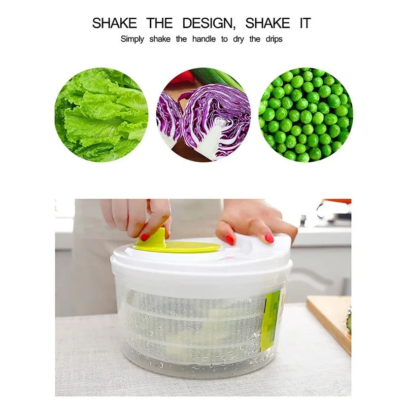 Salad Spinner Dryer Vegetable Fruit Food Drain Basket Dehydrator Quick Washing Drying Manual Centrifuge Kitchen Household Tool