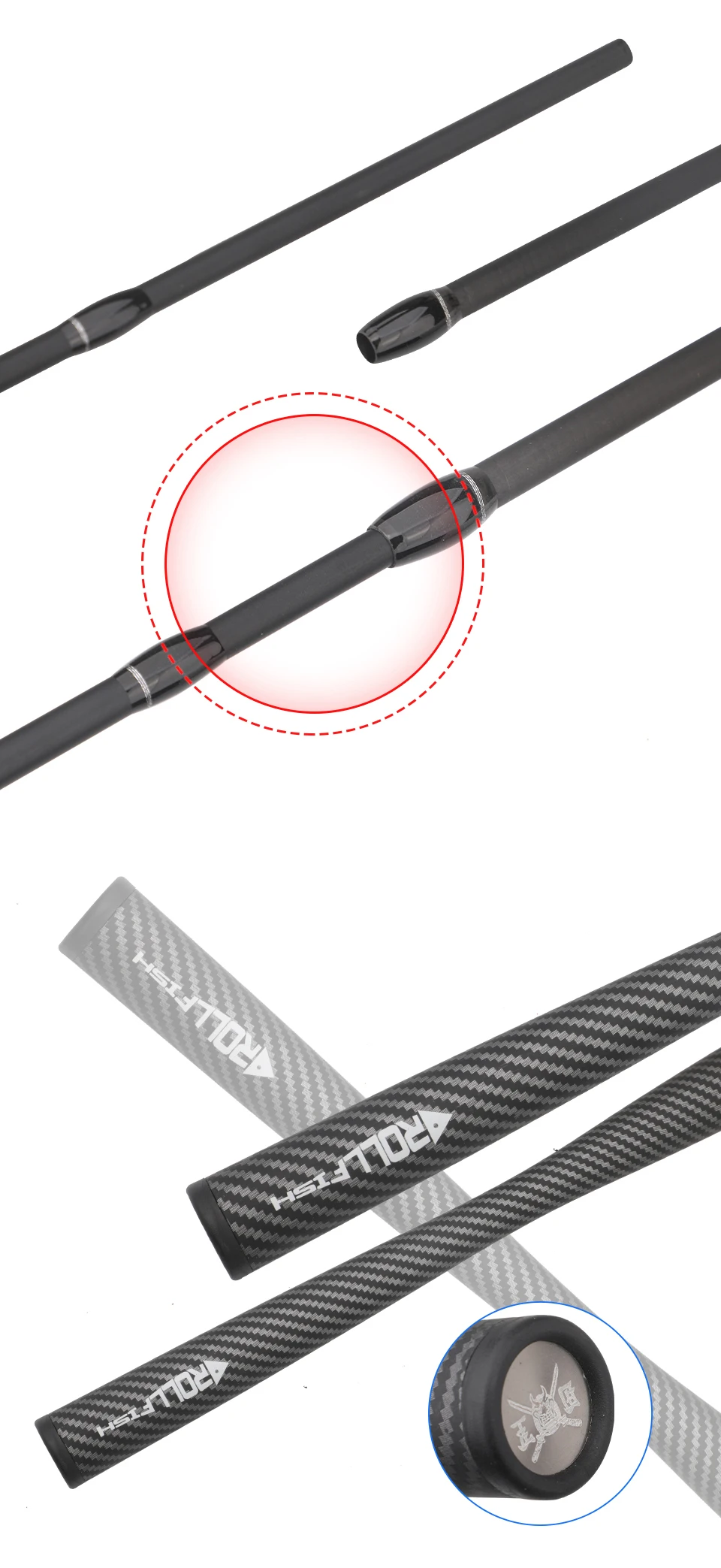 ROLLFISH Power M Spinning Casting Fishing Rods Freshwater Saltwater Carbon Lure Fishing Rod Bass Fishing Fast Action 1.8-2.7M