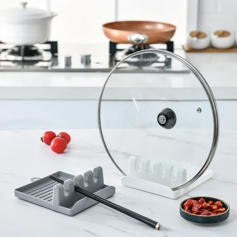 Pan Lid Holder Supports Spoons Pot Cover Rests Spatula Stand For Kitchen Convenience Utensils Tools Accessories Cooker Organizer