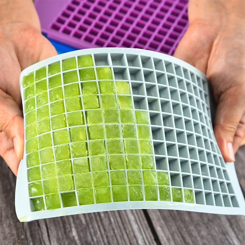 160 Grid Mini Silicone Ice Tray Ice Cubes Foldable Ice Mold Ice Breaker Ice Grid Tray Small Square Mold Ice Maker Silicone Mold