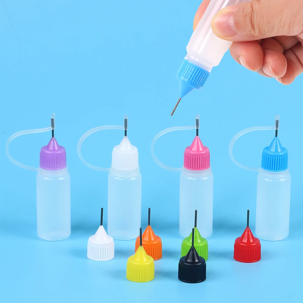 Precision Tip Applicator Bottle 10ml 4 Needle Tip Squeeze Bottles and 10 Tips for Acrylic Painting DIY Quilling Paper Craft